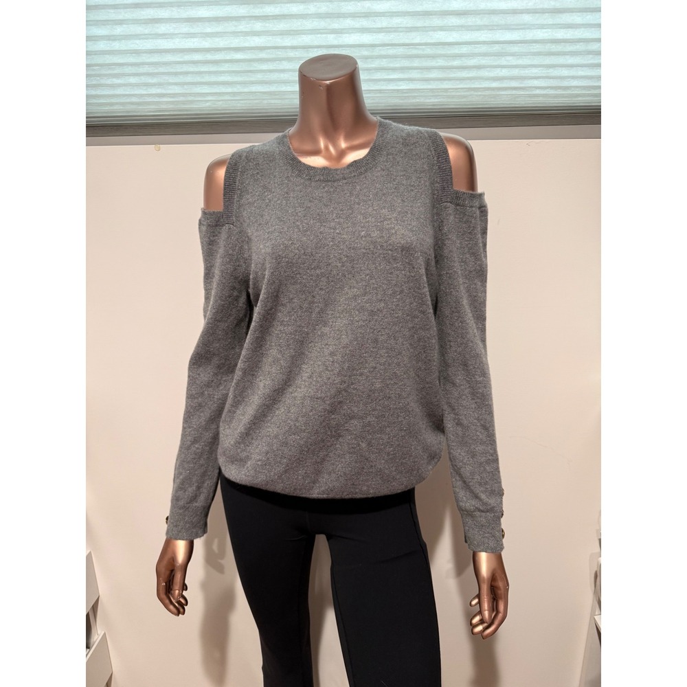 Ralph Lauren 100% Cashmere Cold Shoulder Gold Crest Button Sweater Old Money/S